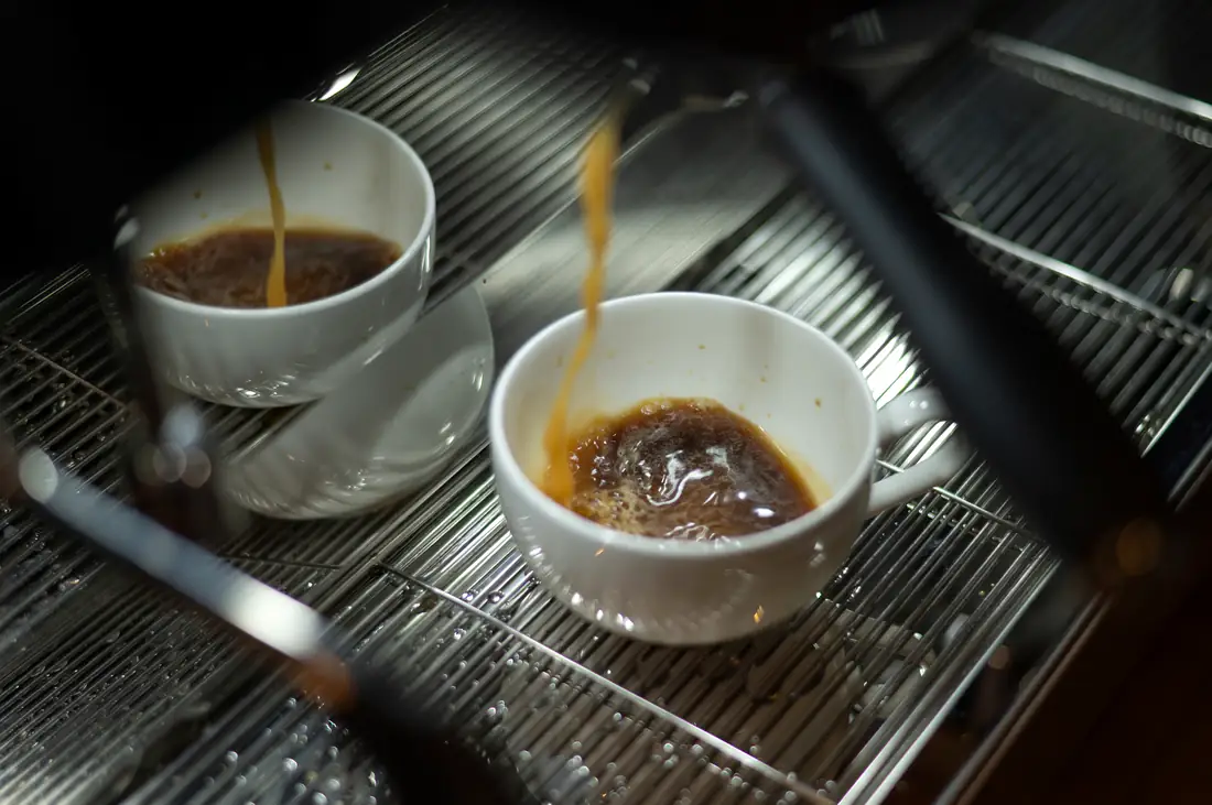 Fresh espresso pouring